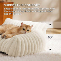 HKM-5650109 Fluffy Cat Couch Bed for Pets - Soft Corduroy Fleece with Supportive Three-Sided Design