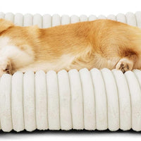 HKM-5650109 Fluffy Cat Couch Bed for Pets - Soft Corduroy Fleece with Supportive Three-Sided Design