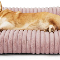 HKM-5650109 Fluffy Cat Couch Bed for Pets - Soft Corduroy Fleece with Supportive Three-Sided Design