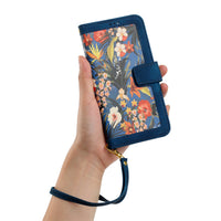 HKM-565011 Floral Flip Leather Case with Lanyard for iPhone Models