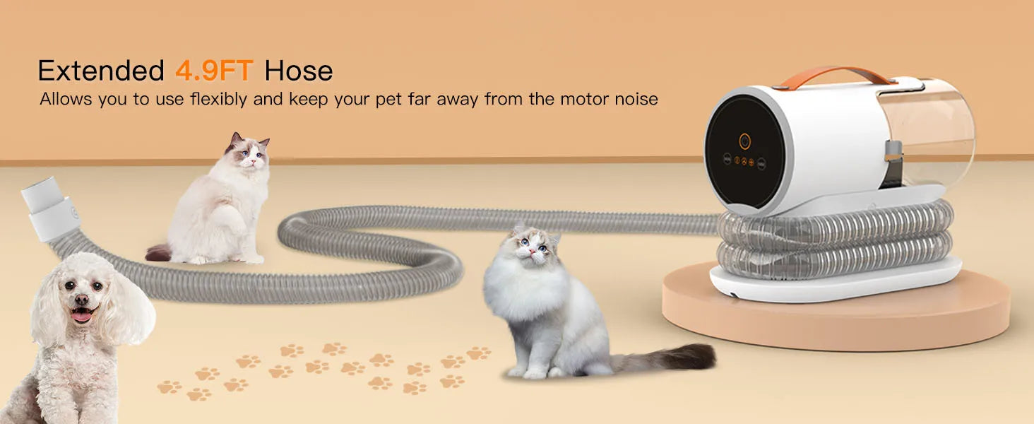 HKM-565011 Professional Grooming Kit for Cats with 5 Interchangeable Brushes, Detangling Comb, and Eco-friendly Chargeable Hair Remover