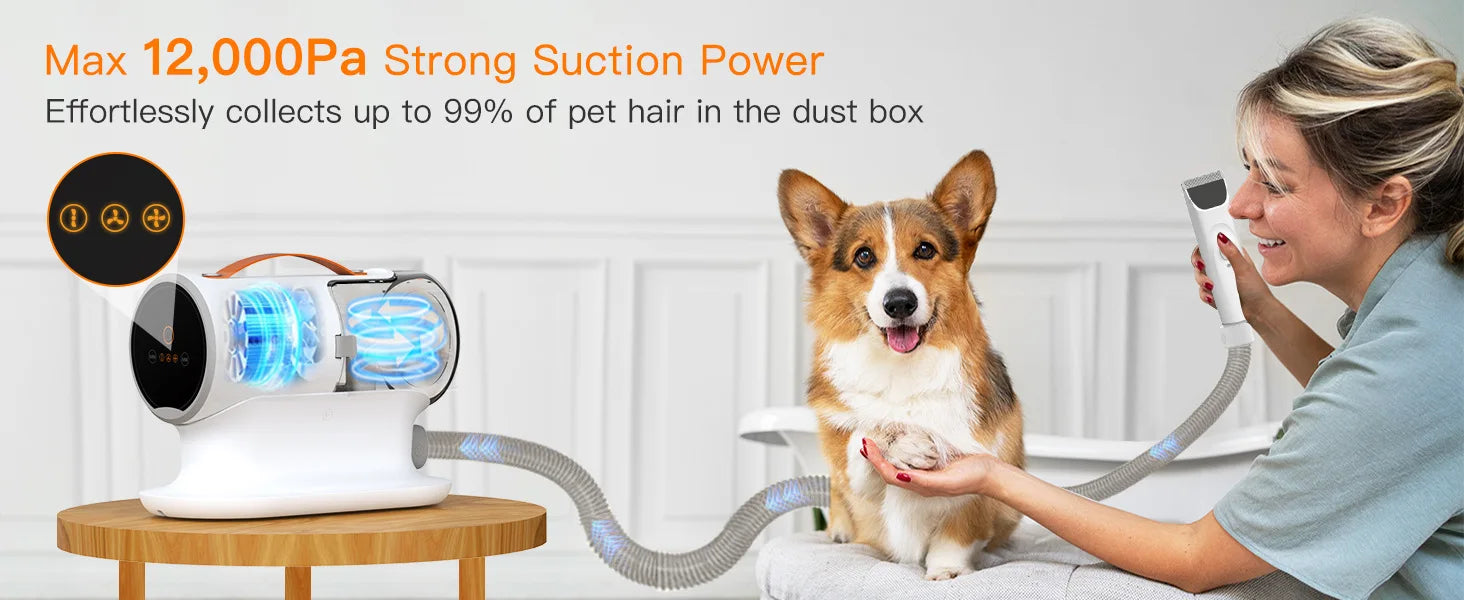 HKM-565011 Professional Grooming Kit for Cats with 5 Interchangeable Brushes, Detangling Comb, and Eco-friendly Chargeable Hair Remover