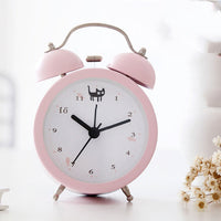 HKM-565075 Colorful 3-Inch Round Alarm Clock in Pink Cat, Gray Bear, Blue Elk, or Beige