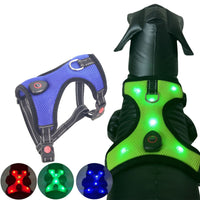 HKM-5651901 LED Luminous Pet Harness with USB Rechargeable Chest Strap - Available in Blue, Green, and Pink