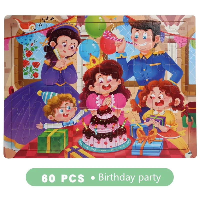 HKM-565203 Cartoon Flat Wooden Jigsaw Puzzle for Early Education, Suitable for Children Aged 5 to 7 Years