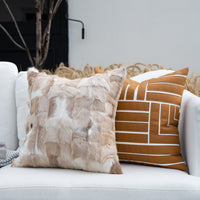 HKM-565203 Lightweight Plush Square Floral Cushion Cover - Modern Minimalist Design, Available with Down or Goose Feather Core