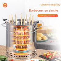 HKM-565267 Outdoor Portable Charcoal BBQ Grill - Stainless Steel Smokeless Camping Cooking Grill