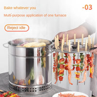 HKM-565267 Outdoor Portable Charcoal BBQ Grill - Stainless Steel Smokeless Camping Cooking Grill