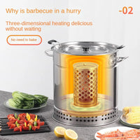 HKM-565267 Outdoor Portable Charcoal BBQ Grill - Stainless Steel Smokeless Camping Cooking Grill