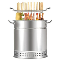 HKM-565267 Outdoor Portable Charcoal BBQ Grill - Stainless Steel Smokeless Camping Cooking Grill