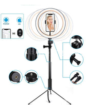 HKM-565459 10 Inch LED Ring Light with Adjustable Tripod Stand and Bluetooth Remote for iPhone Selfies