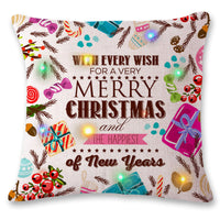 HKM-565459 LED Cartoon Christmas Pillowcase - Linen Cushion Cover, 45x45cm, Anime Design, Multi-Color Options
