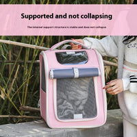 HKM-5654845 Large Capacity Breathable Pet Bag in Milky White, Pink, Blue, and Khaki - Oxford Cloth with Steel Wire Support