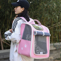HKM-5654845 Large Capacity Breathable Pet Bag in Milky White, Pink, Blue, and Khaki - Oxford Cloth with Steel Wire Support