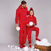 HKM-565523 Parent-Child Christmas Pajamas Set in Cartoon Design, Milk Silk Fabric, Long Sleeve, Unisex, Various Sizes Available