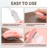 HKM-5655869 Self-Cleaning 3-in-1 Cat Brush with Spray Function for Shedding and Grooming