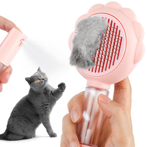HKM-5655869 Self-Cleaning 3-in-1 Cat Brush with Spray Function for Shedding and Grooming