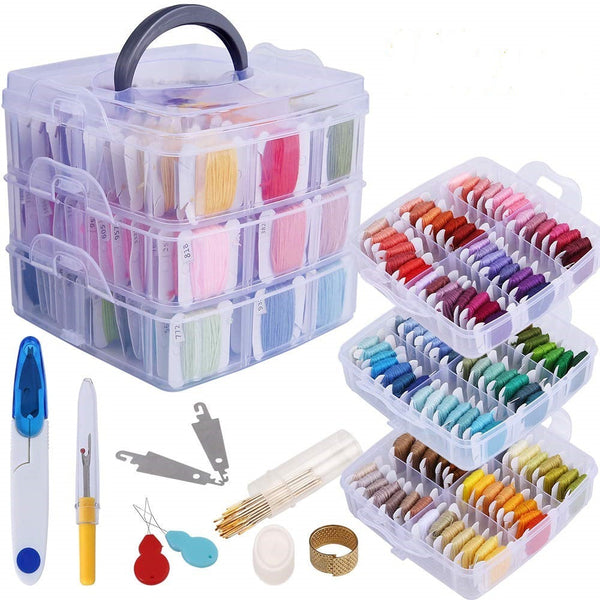 HKM-565587 150 Assorted Color Threads with Accessories and Winding Plate