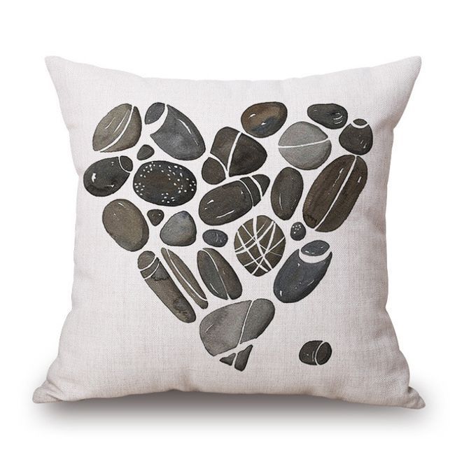HKM-565587 Feather Pattern Cotton Linen Print Cushion Cover - 45x45cm, Modern Decorative Pillow Cover