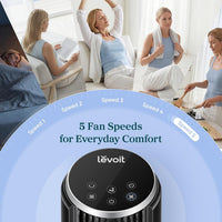 HKM-5655891 36-Inch Oscillating Bladeless Fan, 5 Speeds, 4 Modes, 12-Hour Timer, Quiet Operation