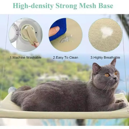 HKM-5657021 Washable Window-Mounted Cat Hammock Seat for Comfortable Lounging and Relaxation