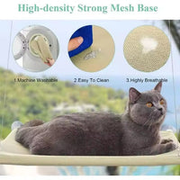 HKM-5657021 Washable Window-Mounted Cat Hammock Seat for Comfortable Lounging and Relaxation