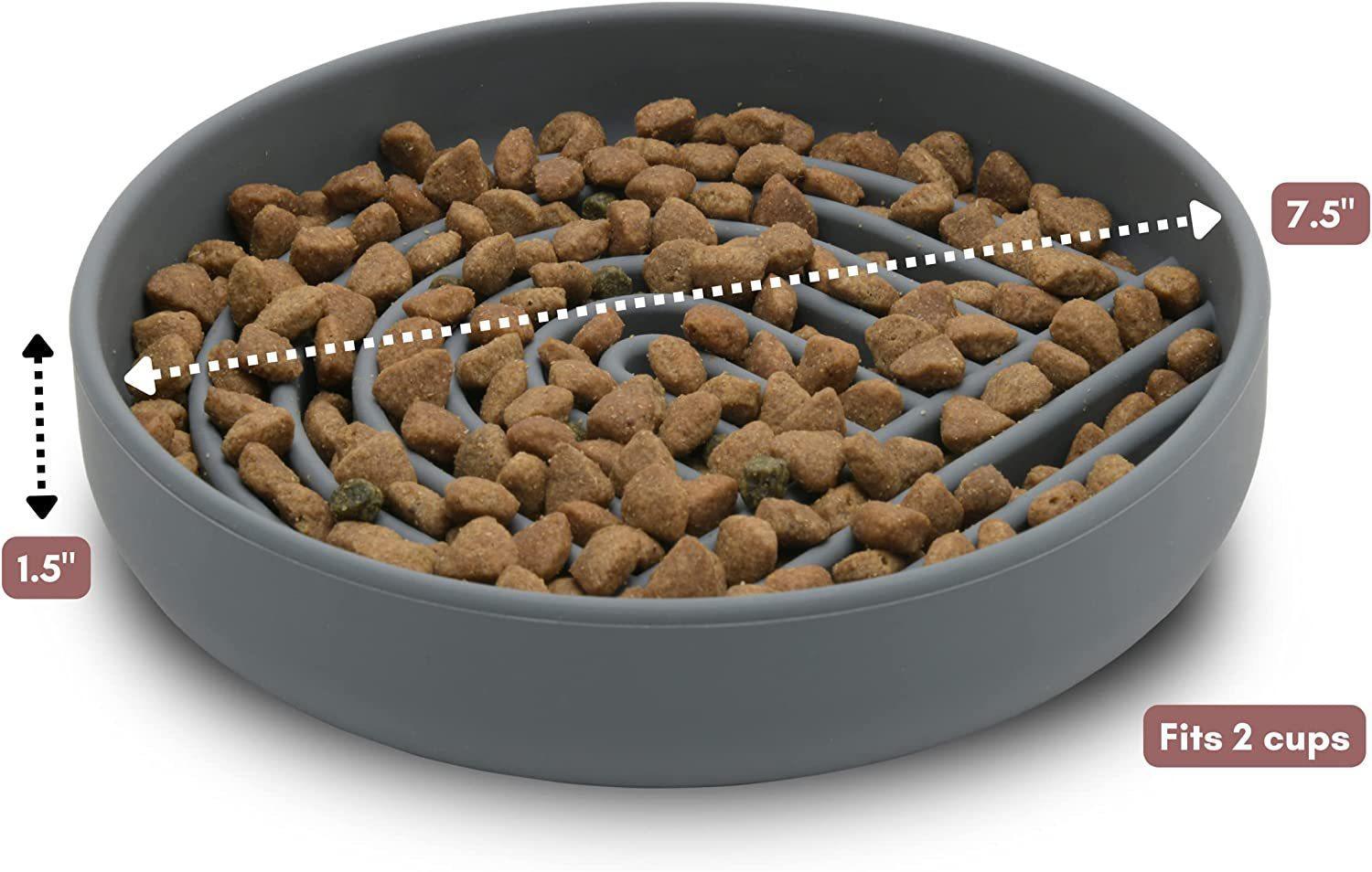 HKM-5658557 Simple Slow Feeding Bowl for Cats and Dogs - Silicone Pet Tableware in Pink, Gray, Light Green