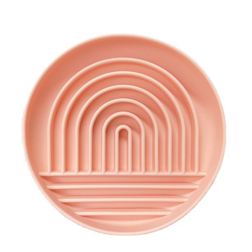 HKM-5658557 Simple Slow Feeding Bowl for Cats and Dogs - Silicone Pet Tableware in Pink, Gray, Light Green