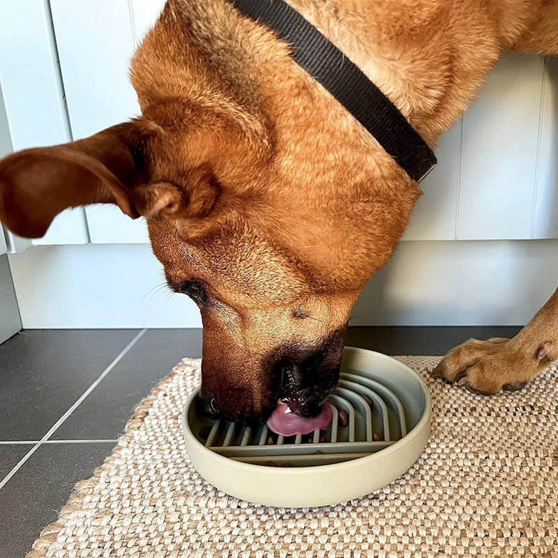 HKM-5658557 Simple Slow Feeding Bowl for Cats and Dogs - Silicone Pet Tableware in Pink, Gray, Light Green
