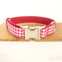 HKM-5660349 Plaid Pet Collar Bow Tie Set with Leash - Durable Polyester Material, Various Sizes