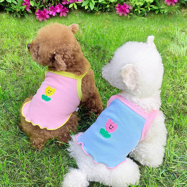 HKM-5660733 Lightweight Cotton Dog Vest and Skirt Set for Summer Wear