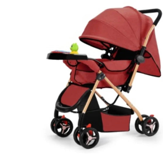 HKM-566099 Sturdy Baby Stroller with Large Rubber Rear Wheels and Integrated Music Box for Outdoor Enjoyment