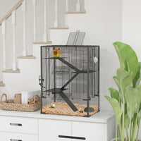 HKM-5662013 4-Tier Hamster Cage with Tempered Glass Bottom, Ramps, Hut, and Accessories