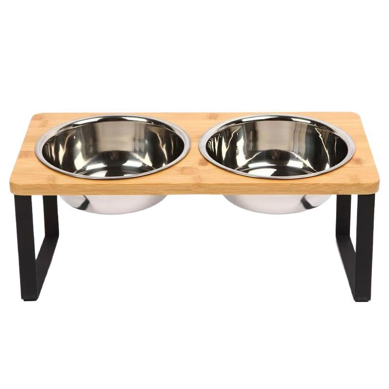 HKM-5662141 Elevated Stainless Steel Pet Bowl with Anti-Tip Design and Large Capacity