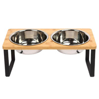 HKM-5662141 Elevated Stainless Steel Pet Bowl with Anti-Tip Design and Large Capacity