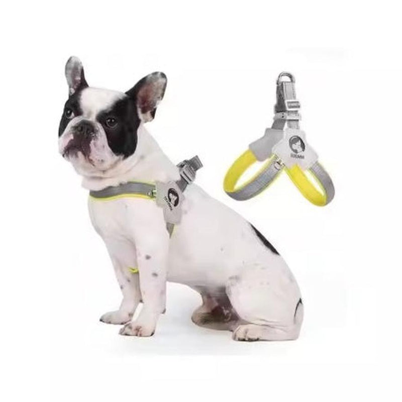 HKM-566227 Adjustable Yellow Pet Harness with Leash for Dogs and Cats - Reflective, Comfortable, No-Pull Design