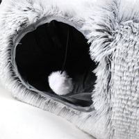 HKM-5663421 Cozy Plush Cat Tunnel Bed with Collapsible Donut Design for Indoor Pets