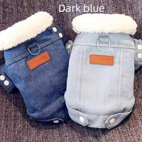 HKM-5663933 Lambswool Cotton-Padded Dog Clothes for Small Pets in Dark Blue and Light Blue