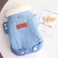 HKM-5663933 Lambswool Cotton-Padded Dog Clothes for Small Pets in Dark Blue and Light Blue
