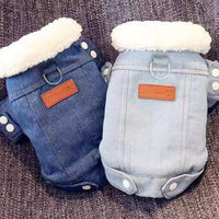 HKM-5663933 Lambswool Cotton-Padded Dog Clothes for Small Pets in Dark Blue and Light Blue