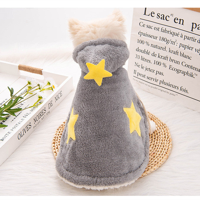 HKM-5664701 Cozy Flannel Puppy Cloak Nightgown for Autumn and Winter - Blue and Gray, Sizes S-M-L