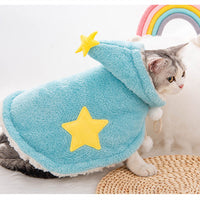 HKM-5664701 Cozy Flannel Puppy Cloak Nightgown for Autumn and Winter - Blue and Gray, Sizes S-M-L