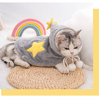 HKM-5664701 Cozy Flannel Puppy Cloak Nightgown for Autumn and Winter - Blue and Gray, Sizes S-M-L