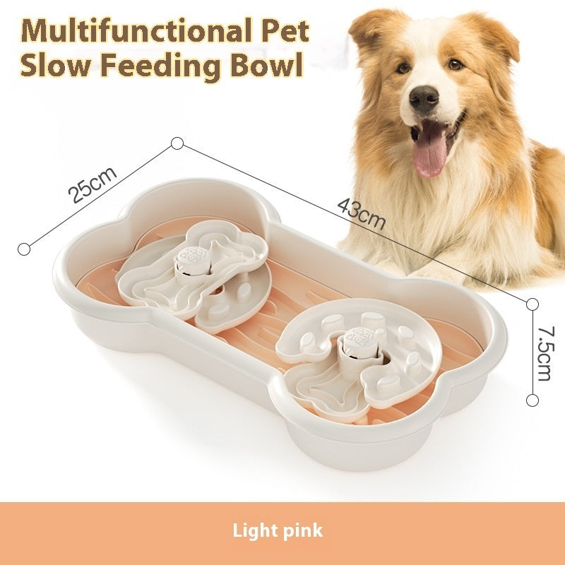 HKM-5664957 Slow Feeder Pet Bowl for Dogs, Educational Anti-Choke Design, Available in Lake Blue, Pink, Yellow - 25x43x7.5cm