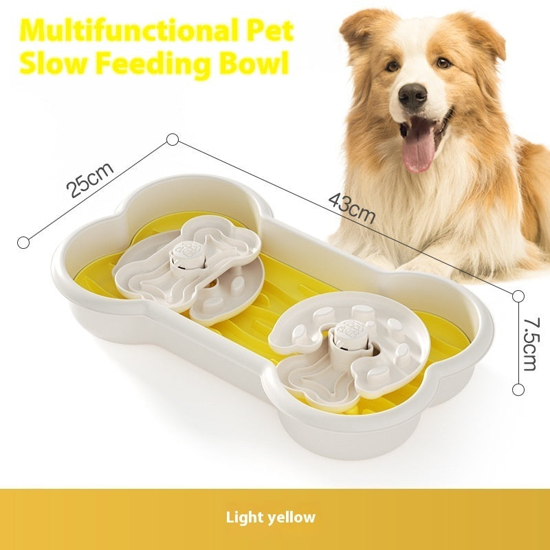 HKM-5664957 Slow Feeder Pet Bowl for Dogs, Educational Anti-Choke Design, Available in Lake Blue, Pink, Yellow - 25x43x7.5cm