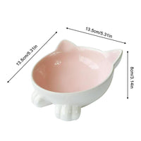 HKM-5665597 Ceramic Cat Face Bowl with High Base for Comfortable Feeding and Drinking - Ideal Pet Food Utensil