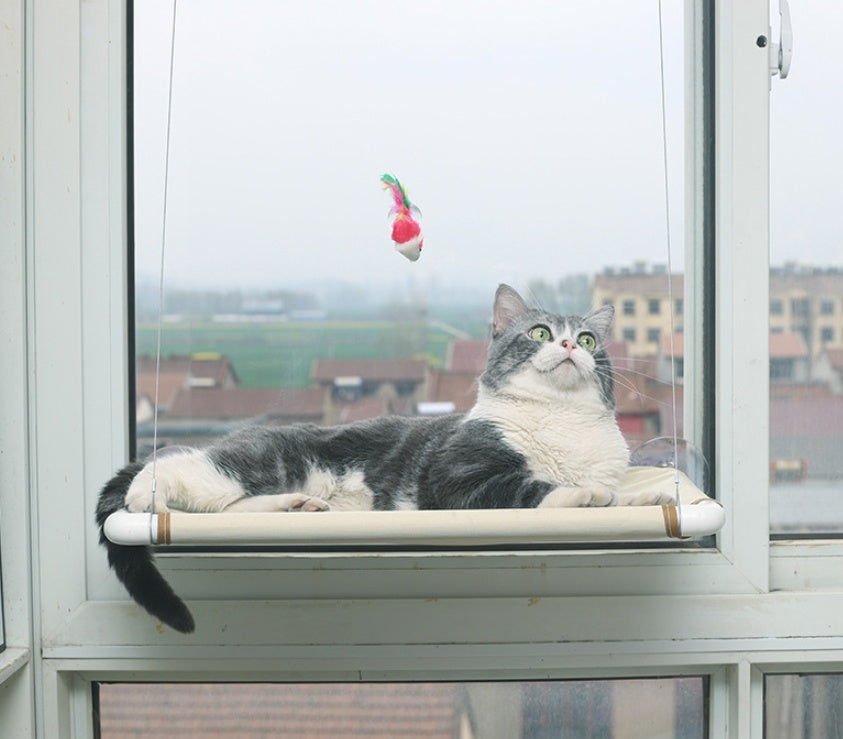 HKM-5665725 Cat Hammock Nest for Comfortable Relaxation – Off-White and Black Mesh Options, 55*35cm, Supports Up to 17.5kg