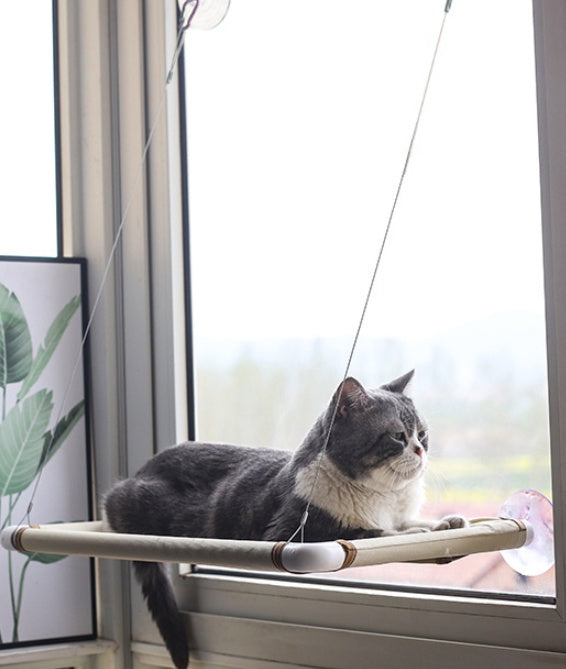 HKM-5665725 Cat Hammock Nest for Comfortable Relaxation – Off-White and Black Mesh Options, 55*35cm, Supports Up to 17.5kg
