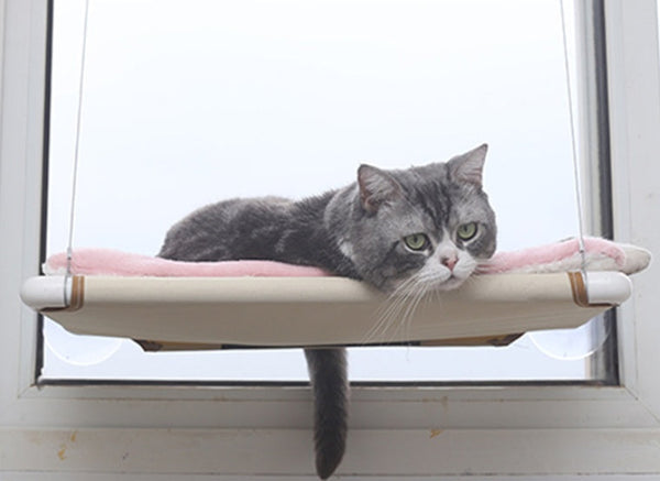 HKM-5665725 Cat Hammock Nest for Comfortable Relaxation – Off-White and Black Mesh Options, 55*35cm, Supports Up to 17.5kg