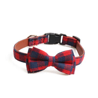 HKM-5666109 British Plaid Adjustable Pet Collar - PU and Cloth, Sizes S, M, L